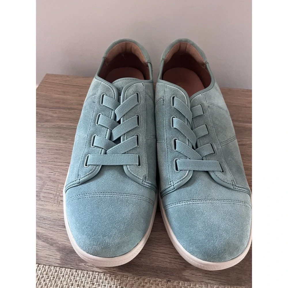 New! Vionic Turquoise Aqua Suede Women's 10 Shoes Sneakers Travel Casual W1